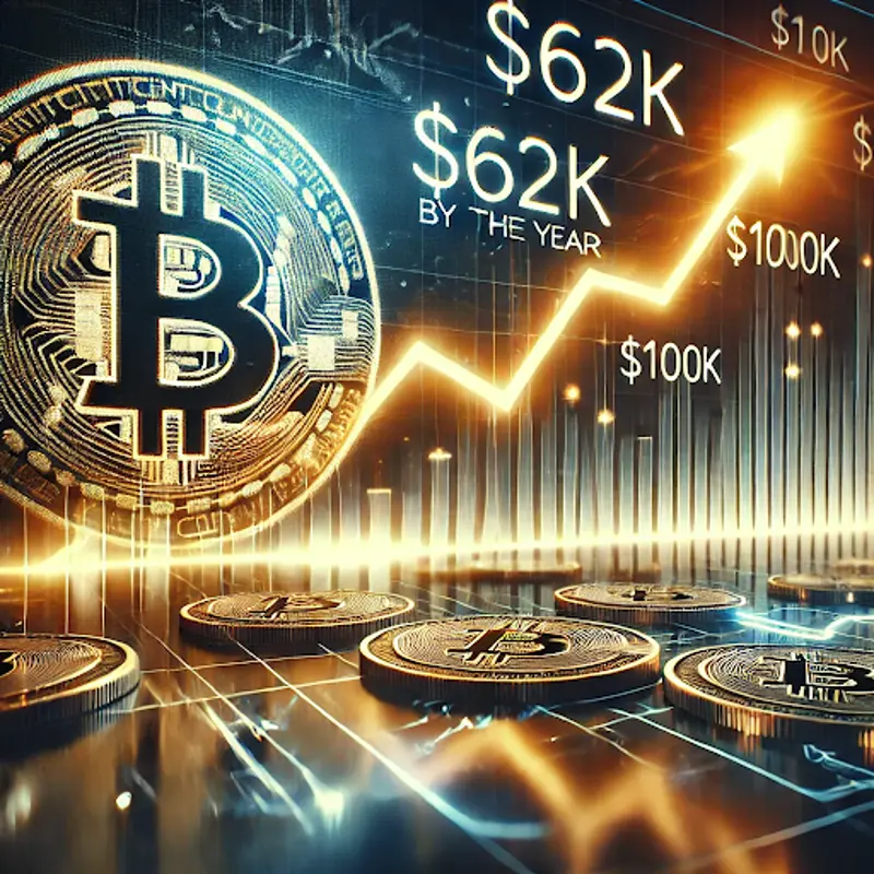 Fiyatın 62 bin dolara yükselişini gösteren Bitcoin grafiği